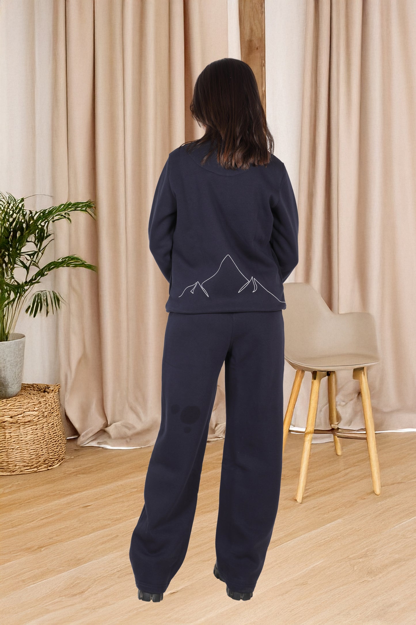 Women's Navy Blue Zip-Up Track Suit for winter 350 gsm