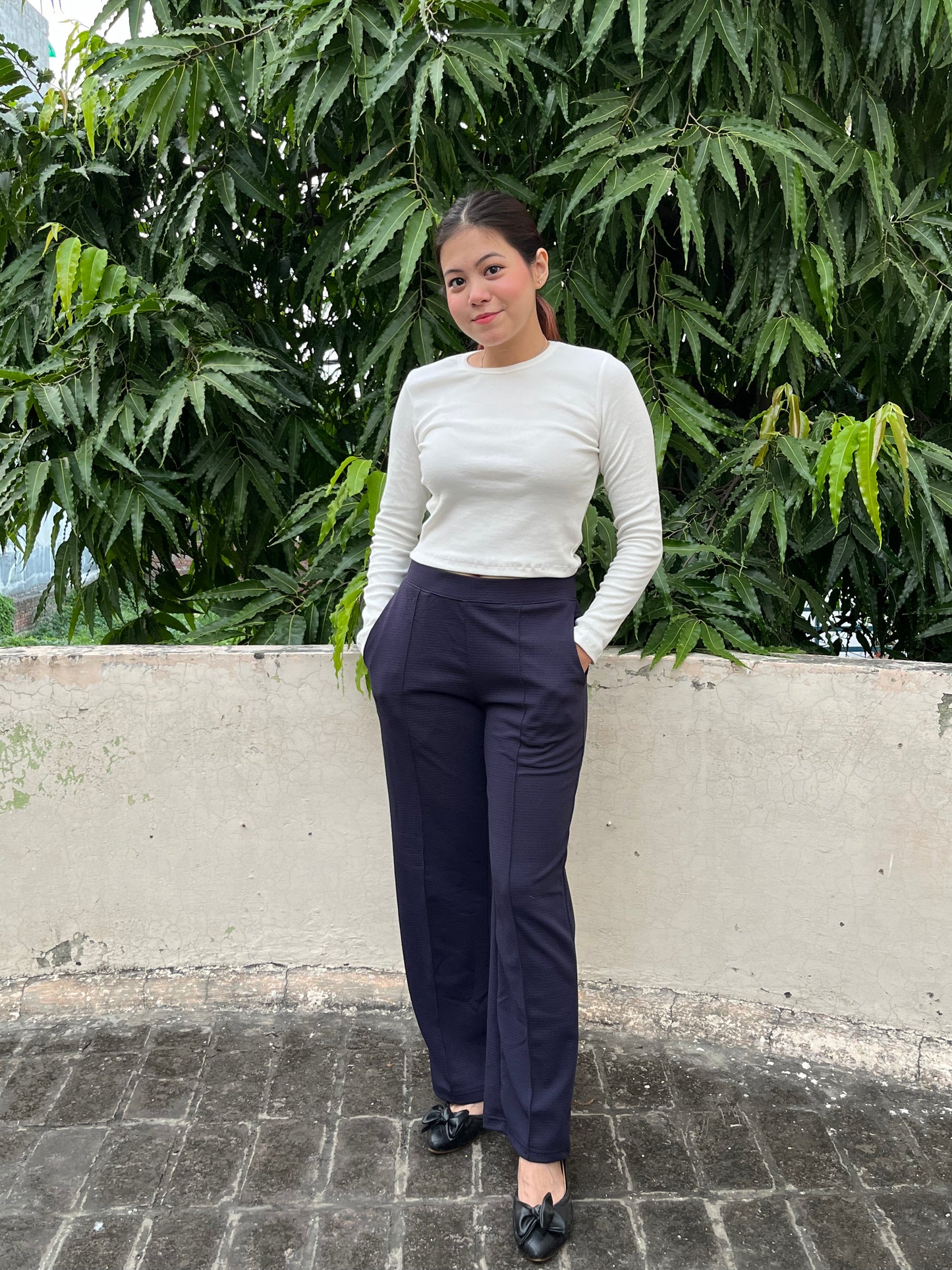 Classic Ribbed Long Sleeve White Top